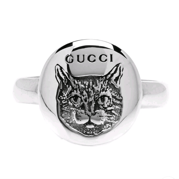 Gucci Sterling Silver Blind for Love Mystic Feline Ring size 9